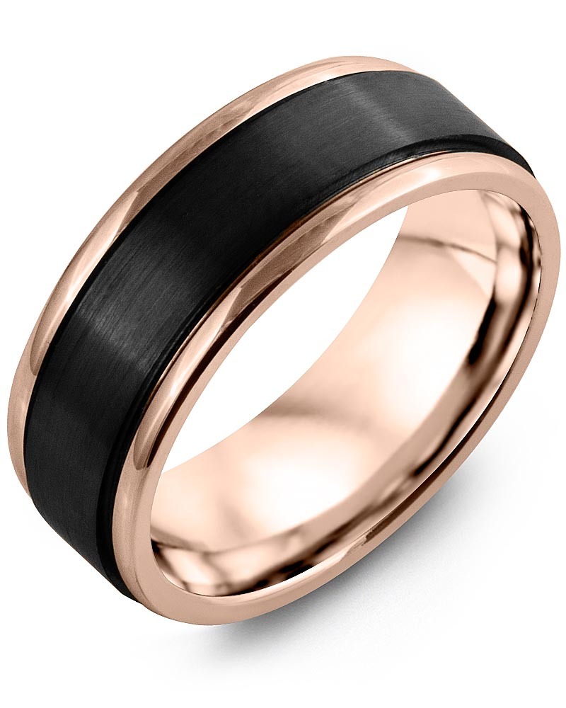 Men's & Women's Rose Gold & Black Ceramic Wedding Band