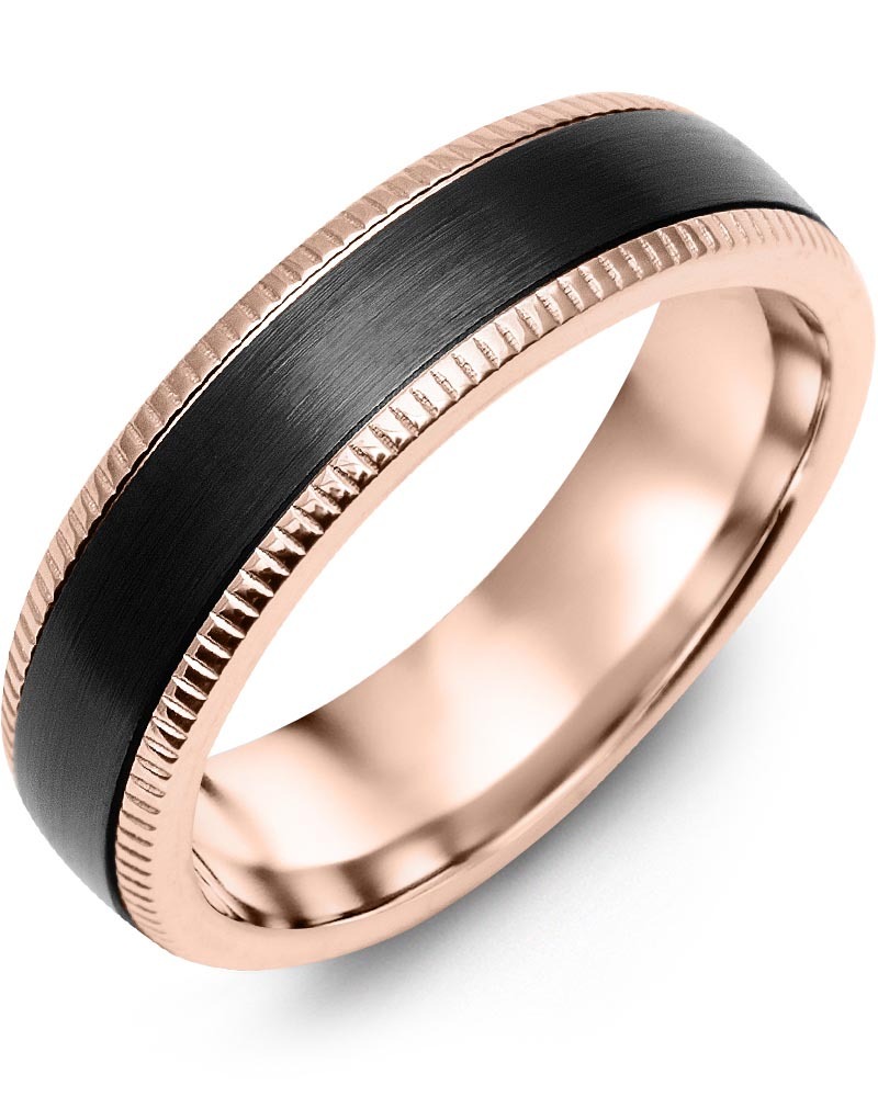 Men's & Women's Rose Gold & Black Ceramic Wedding Band