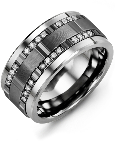 Men's & Women's Cobalt & Black Gold + 64 Diamonds 0.64ct Wedding Band
