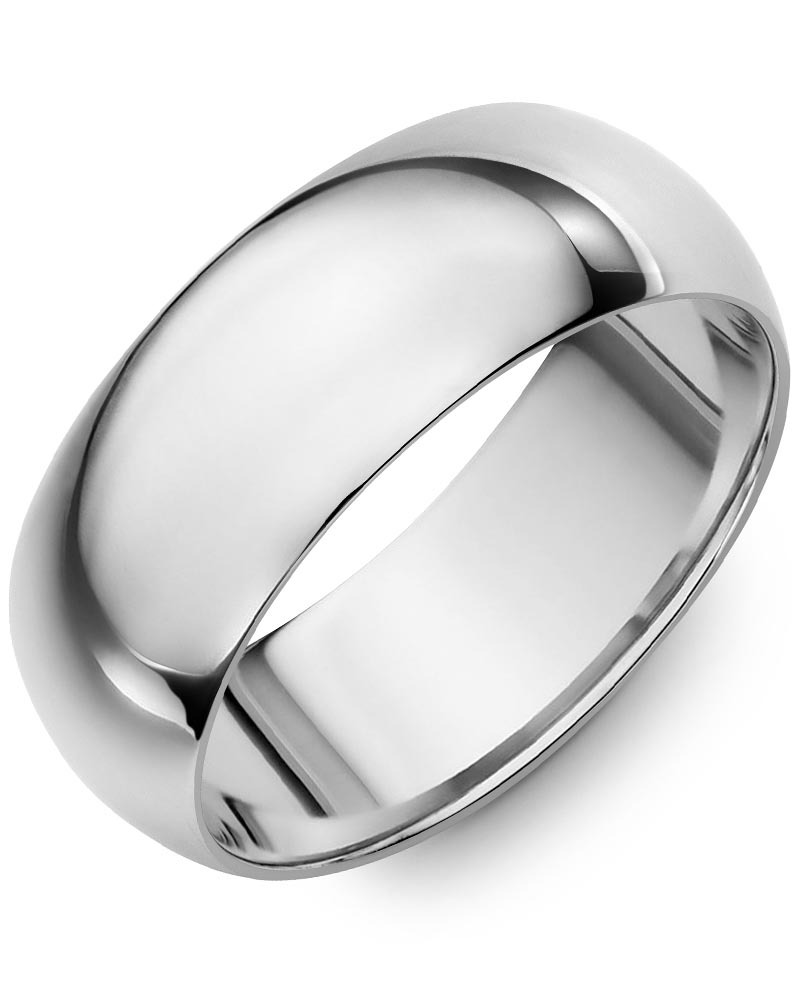 Men's & Women's Dome White Gold Wedding Band