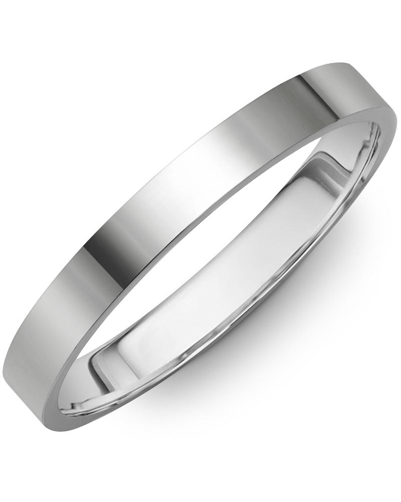 Men's & Women's Flat White Gold Wedding Band