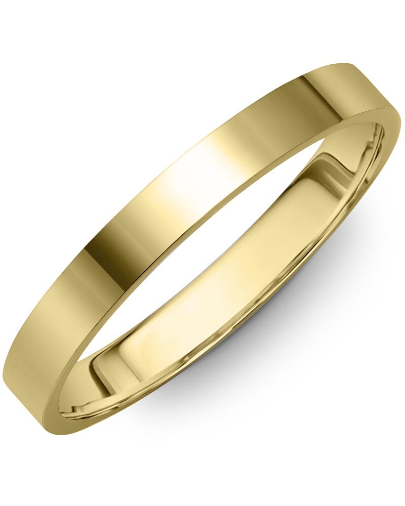 Men's & Women's Flat Yellow Gold Wedding Band from MADANI Rings. Wedding bands, fashion rings, promise rings, made of Tungsten, Ceramic, Cobalt, and Gold. View the collection at madanirings.com