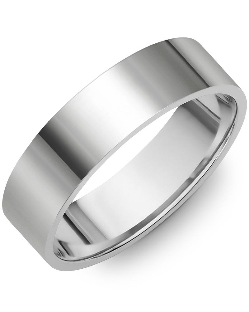Men's & Women's Flat White Gold Wedding Band from MADANI Rings. Wedding bands, fashion rings, promise rings, made of Tungsten, Ceramic, Cobalt, and Gold. View the collection at madanirings.com
