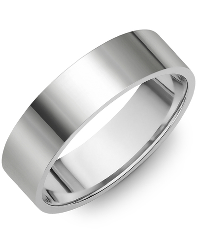 Mens 10K White Gold 7mm Flat Traditional Wedding Band Ring 