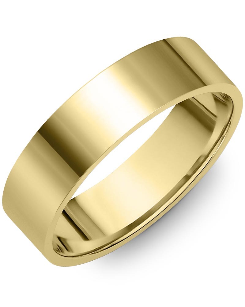 Men's & Women's Flat Yellow Gold Wedding Band