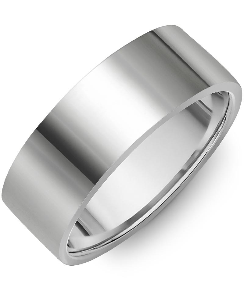Men's & Women's Flat White Gold Wedding Band from MADANI Rings. Wedding bands, fashion rings, promise rings, made of Tungsten, Ceramic, Cobalt, and Gold. View the collection at madanirings.com