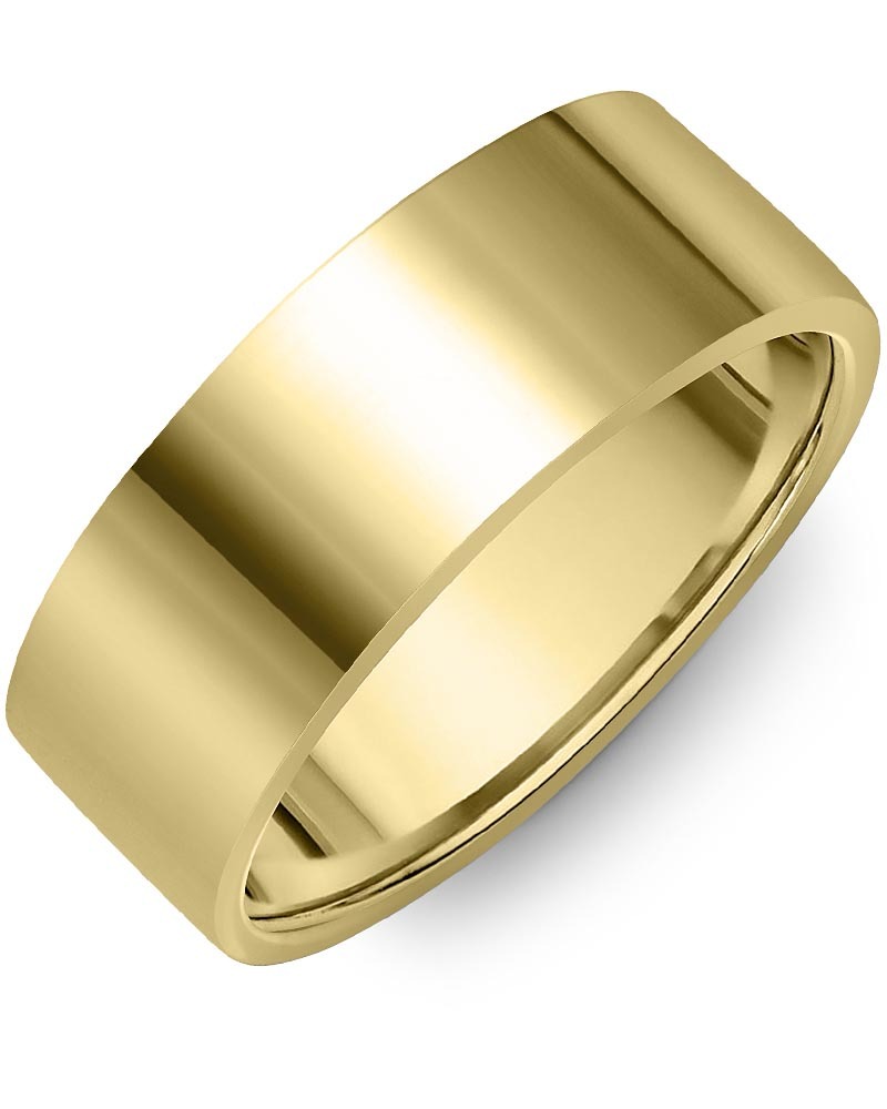 Men's & Women's Flat Yellow Gold Wedding Band