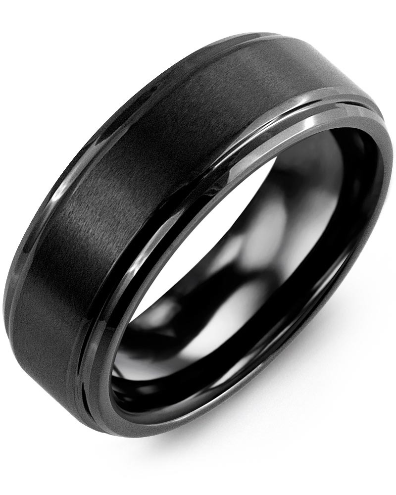 Men's & Women's Black Ceramic Wedding Band from MADANI Rings. Wedding bands, fashion rings, promise rings, made of Tungsten, Ceramic, Cobalt, and Gold. View the collection at madanirings.com