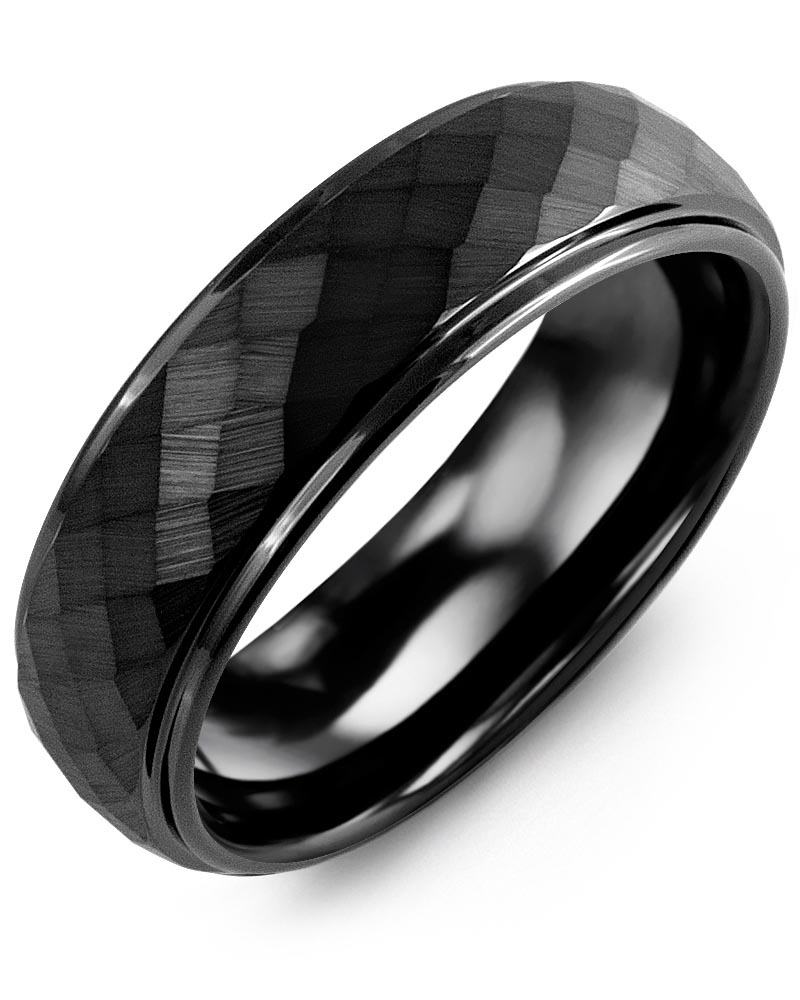 Men's & Women's Black Ceramic Wedding Band from MADANI Rings. Wedding bands, fashion rings, promise rings, made of Tungsten, Ceramic, Cobalt, and Gold. View the collection at madanirings.com