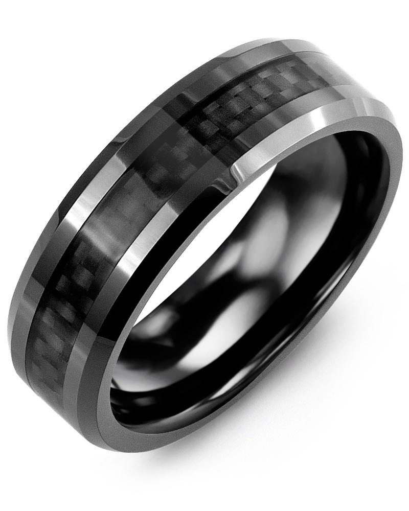 Men's & Women's Black Ceramic & Carbon Fiber Wedding Band from MADANI Rings. Wedding bands, fashion rings, promise rings, made of Tungsten, Ceramic, Cobalt, and Gold. View the collection at madanirings.com
