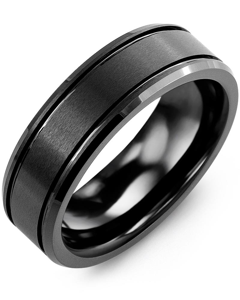Men's & Women's Black Ceramic Wedding Band from MADANI Rings. Wedding bands, fashion rings, promise rings, made of Tungsten, Ceramic, Cobalt, and Gold. View the collection at madanirings.com