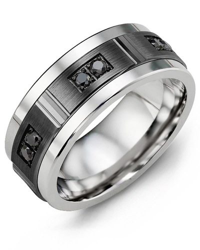 Men's & Women's Tungsten & Black Gold + 6 Black Diamonds 0.18ct Wedding Band from MADANI Rings. Wedding bands, fashion rings, promise rings, made of Tungsten, Ceramic, Cobalt, and Gold. View the collection at madanirings.com