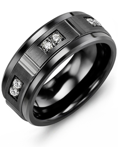 Men's & Women's Black Ceramic & Black Gold + 6 Diamonds 0.18ct Wedding Band from MADANI Rings. Wedding bands, fashion rings, promise rings, made of Tungsten, Ceramic, Cobalt, and Gold. View the collection at madanirings.com