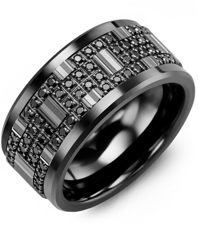 Men's & Women's Black Ceramic & Black Gold + 56 Black Diamonds 0.56ct Wedding Band from MADANI Rings. Wedding bands, fashion rings, promise rings, made of Tungsten, Ceramic, Cobalt, and Gold. View the collection at madanirings.com