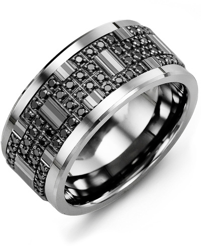 Men's & Women's Cobalt & Black Gold + 56 Black Diamonds 0.56ct Wedding Band