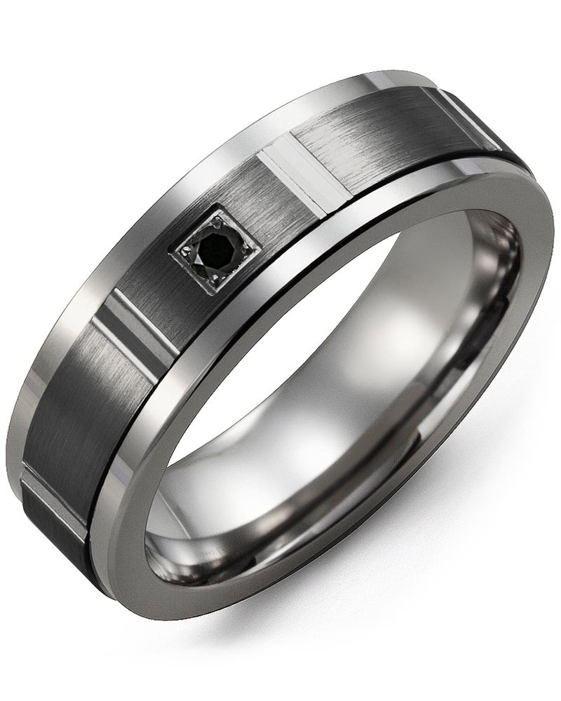 Men's & Women's Cobalt & Black Gold + 1 Black Diamond 0.05ct Wedding Band from MADANI Rings. Wedding bands, fashion rings, promise rings, made of Tungsten, Ceramic, Cobalt, and Gold. View the collection at madanirings.com