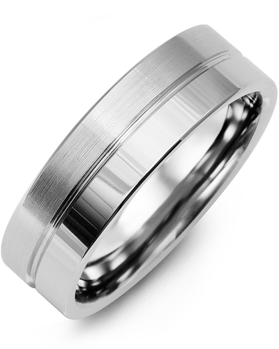 MEN 8mm White CERAMIC WEDDING BAND ring size 9.5 Brushed & Polished Shiny 