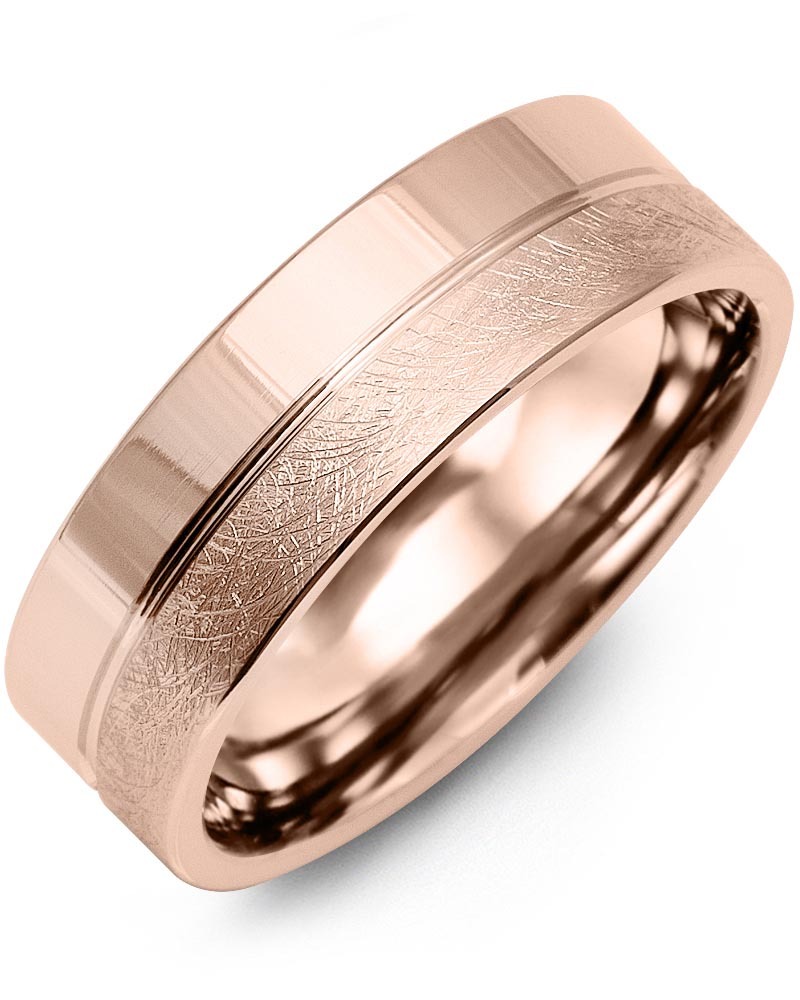 Men's & Women's Rose Gold Wedding Band from MADANI Rings. Wedding bands, fashion rings, promise rings, made of Tungsten, Ceramic, Cobalt, and Gold. View the collection at madanirings.com