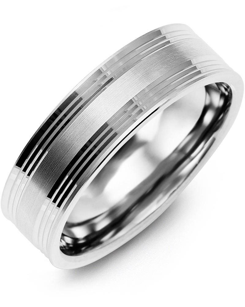 Men's & Women's White Gold Wedding Band from MADANI Rings. Wedding bands, fashion rings, promise rings, made of Tungsten, Ceramic, Cobalt, and Gold. View the collection at madanirings.com