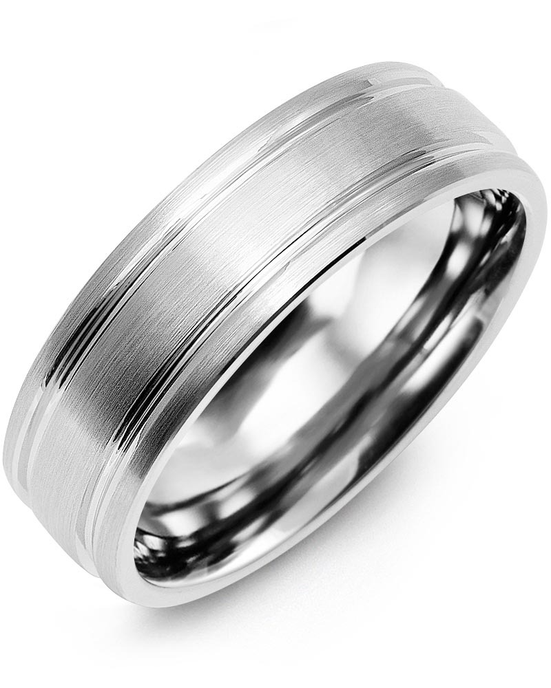 Men's & Women's White Gold Wedding Band from MADANI Rings. Wedding bands, fashion rings, promise rings, made of Tungsten, Ceramic, Cobalt, and Gold. View the collection at madanirings.com
