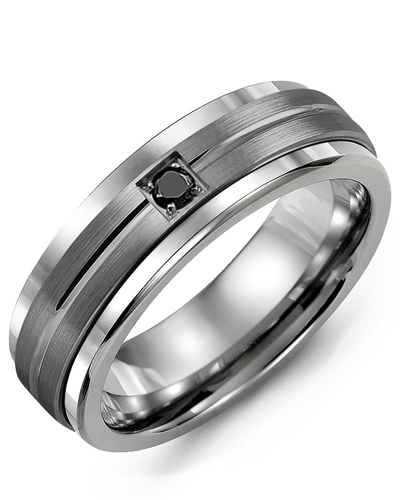 Men's & Women's Tungsten & Black Gold + 1 Black Diamond 0.05ct Wedding Band from MADANI Rings. Wedding bands, fashion rings, promise rings, made of Tungsten, Ceramic, Cobalt, and Gold. View the collection at madanirings.com