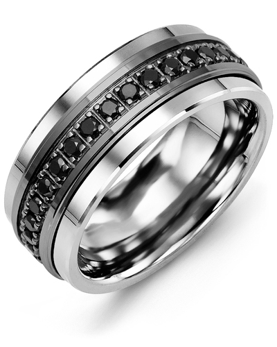 Men's & Women's Cobalt & Black Gold + 17 Black Diamonds 0.51ct Wedding Band