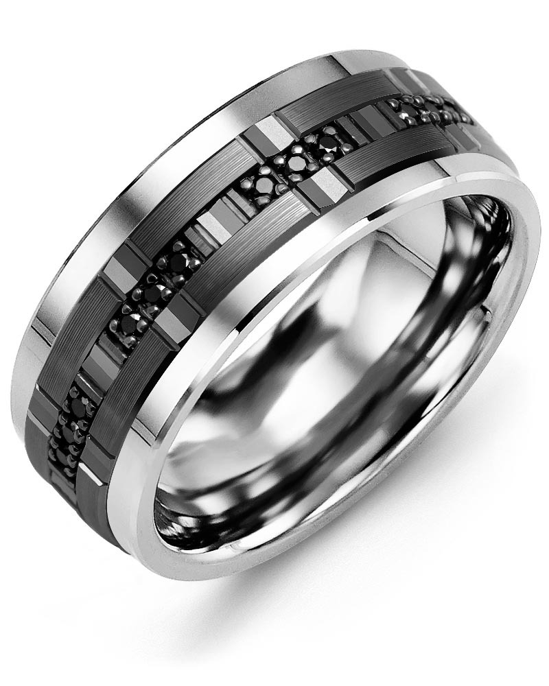 Men's & Women's Cobalt & Black Gold + 12 Black Diamonds 0.12ct Wedding Band from MADANI Rings. Wedding bands, fashion rings, promise rings, made of Tungsten, Ceramic, Cobalt, and Gold. View the collection at madanirings.com