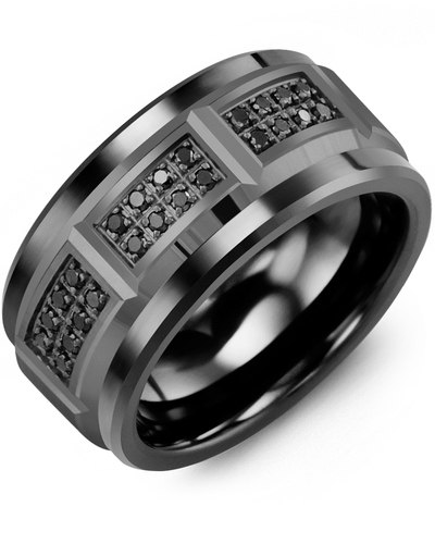 Men's & Women's Black Ceramic & Black Gold + 24 Black Diamonds 0.24ct Wedding Band from MADANI Rings. Wedding bands, fashion rings, promise rings, made of Tungsten, Ceramic, Cobalt, and Gold. View the collection at madanirings.com