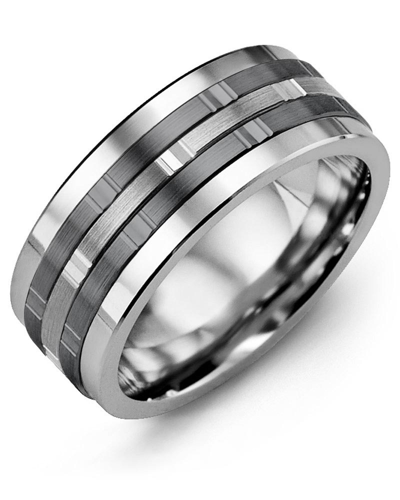 Men's & Women's Tungsten & White/Black Gold Wedding Band from MADANI Rings. Wedding bands, fashion rings, promise rings, made of Tungsten, Ceramic, Cobalt, and Gold. View the collection at madanirings.com