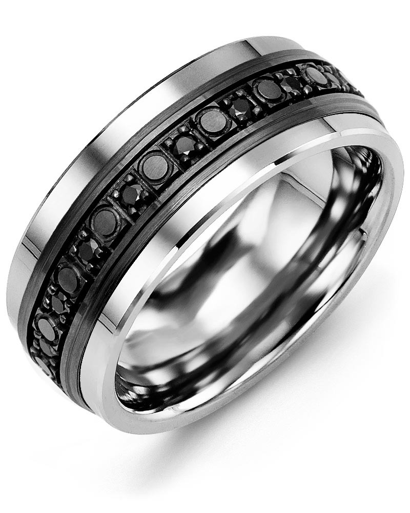Men's & Women's Cobalt & Black Gold + 18 Black Diamonds 0.36ct Wedding Band from MADANI Rings. Wedding bands, fashion rings, promise rings, made of Tungsten, Ceramic, Cobalt, and Gold. View the collection at madanirings.com