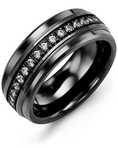 Men's Medium Black Eternity Diamond Wedding Band