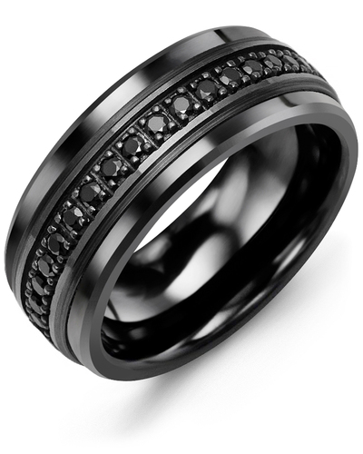 Men's Medium Black Eternity Diamond Wedding Ring