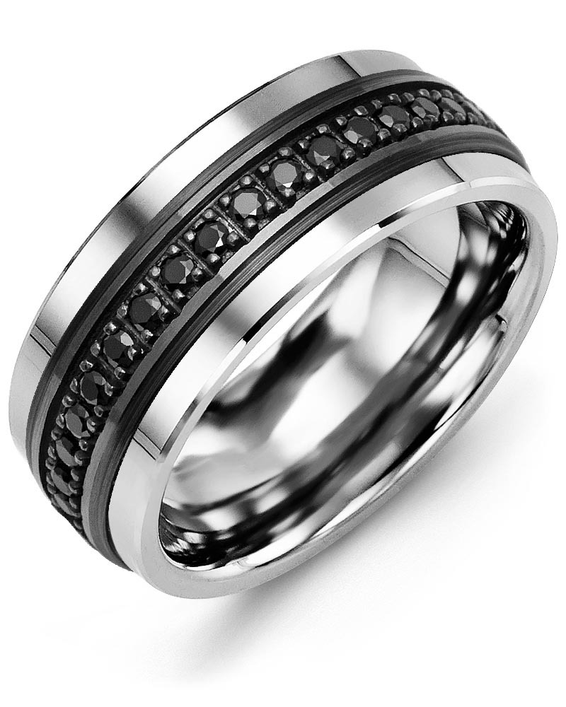 Men's & Women's Cobalt & Black Gold + 17 Black Diamonds 0.34ct Wedding Band
