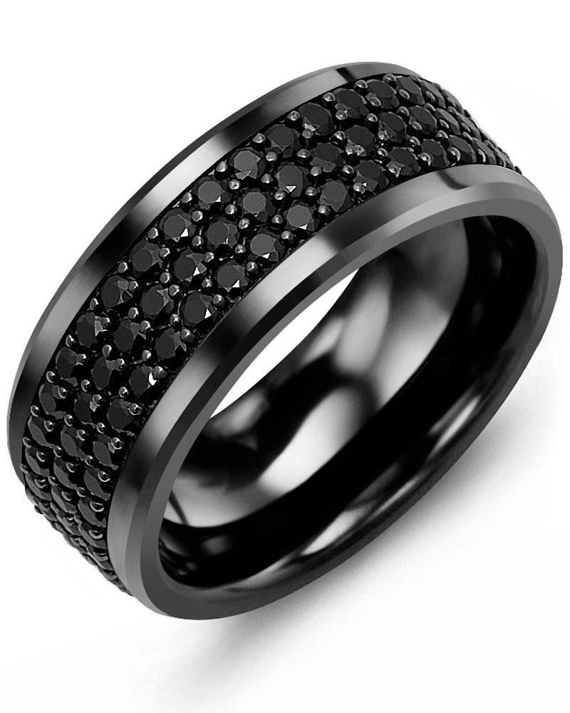 Men's & Women's Black Ceramic & Black Gold + 120 Black Diamonds 2.40ct Wedding Band from MADANI Rings. Wedding bands, fashion rings, promise rings, made of Tungsten, Ceramic, Cobalt, and Gold. View the collection at madanirings.com