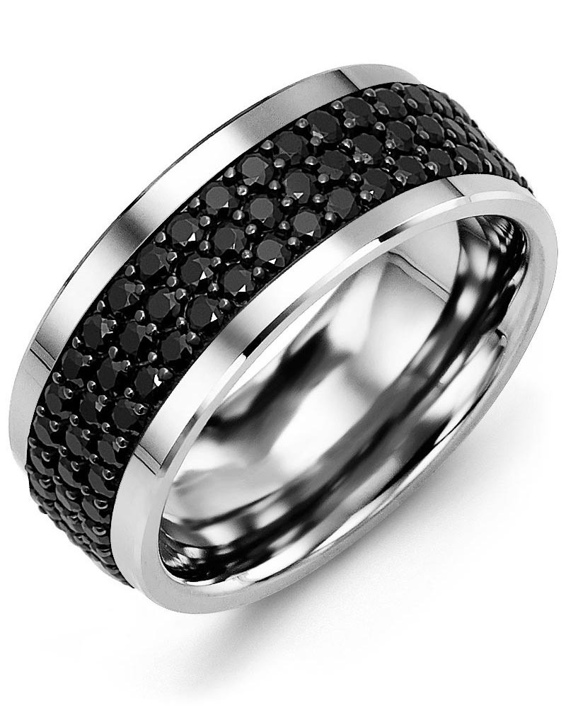 Men's & Women's Cobalt & Black Gold + 120 Black Diamonds 2.40ct Wedding Band