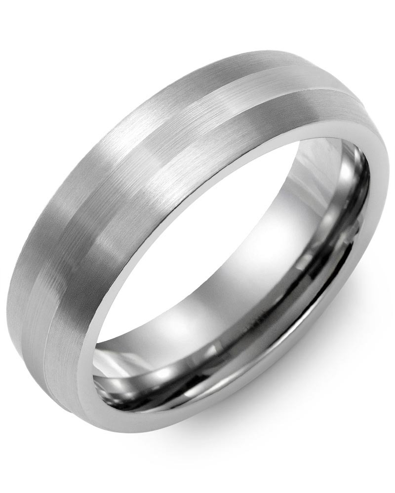 Men's & Women's Brush Tungsten & White Gold Wedding Band