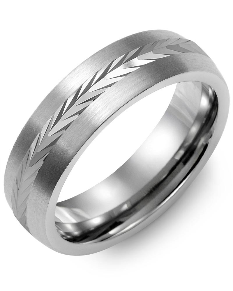 Men's & Women's Brush Tungsten & White Gold Wedding Band