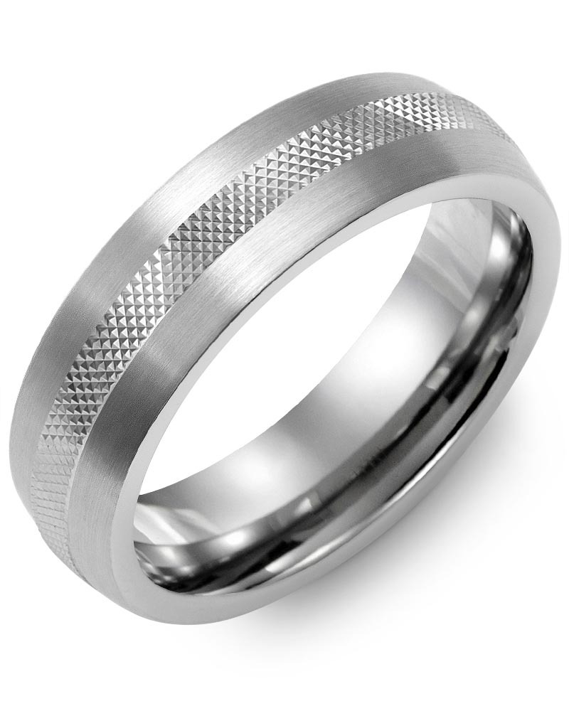 Men's & Women's Brush Tungsten & White Gold Wedding Band