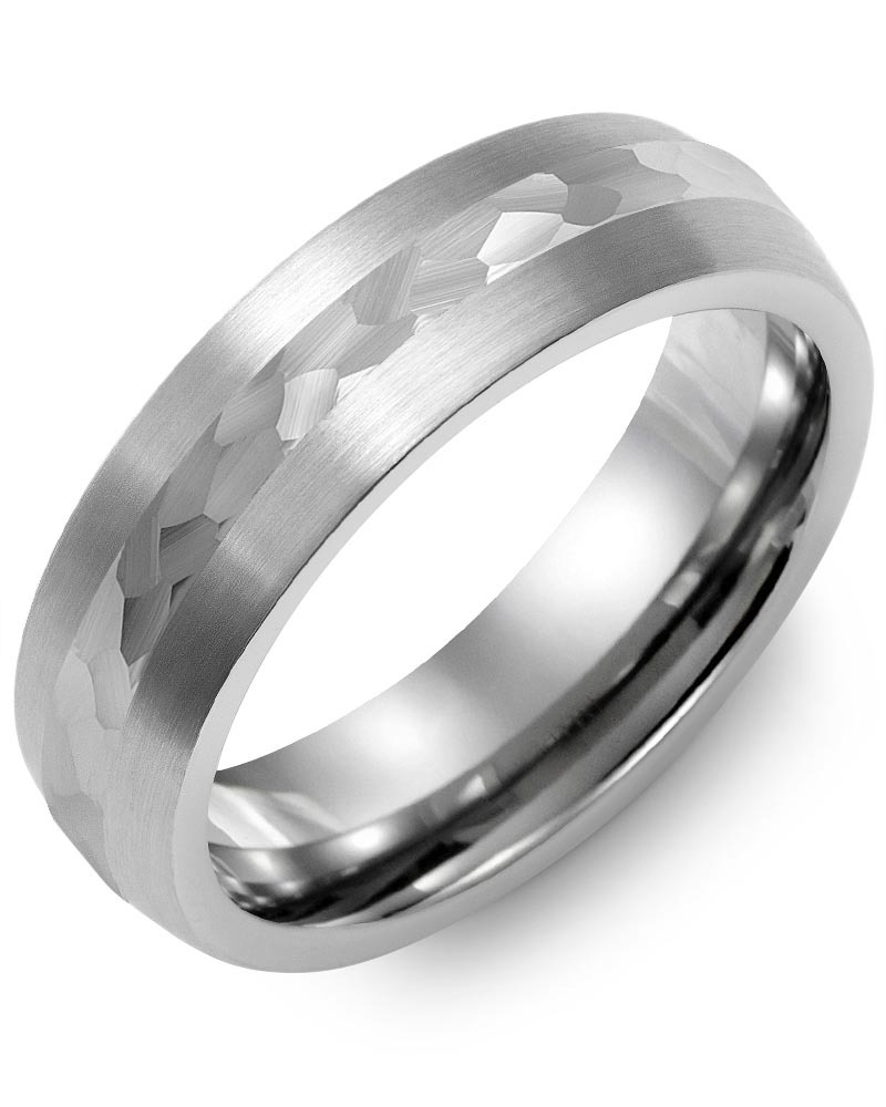 Men's & Women's Brush Tungsten & White Gold Wedding Band from MADANI Rings. Wedding bands, fashion rings, promise rings, made of Tungsten, Ceramic, Cobalt, and Gold. View the collection at madanirings.com