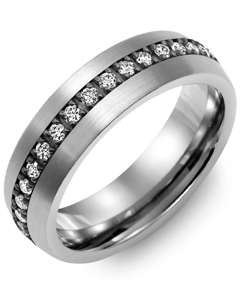 Men's & Women's Brush Tungsten & Black Gold + 37 Diamonds 0.74ct Wedding Band from MADANI Rings. Wedding bands, fashion rings, promise rings, made of Tungsten, Ceramic, Cobalt, and Gold. View the collection at madanirings.com
