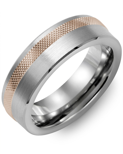 Men's & Women's Brush Tungsten & Rose Gold Wedding Band from MADANI Rings. Wedding bands, fashion rings, promise rings, made of Tungsten, Ceramic, Cobalt, and Gold. View the collection at madanirings.com