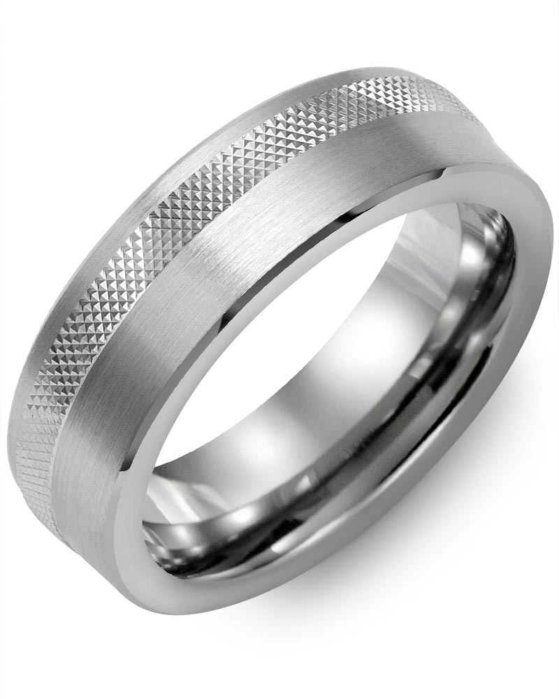 Men's & Women's Brush Tungsten & White Gold Wedding Band