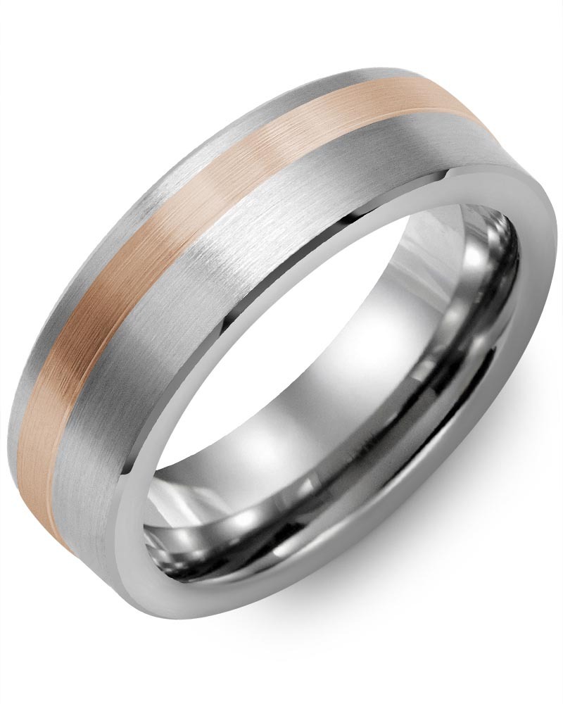Men's & Women's Brush Tungsten & Rose Gold Wedding Band