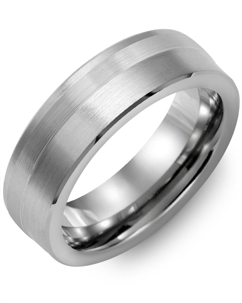 Men's & Women's Brush Tungsten & White Gold Wedding Band