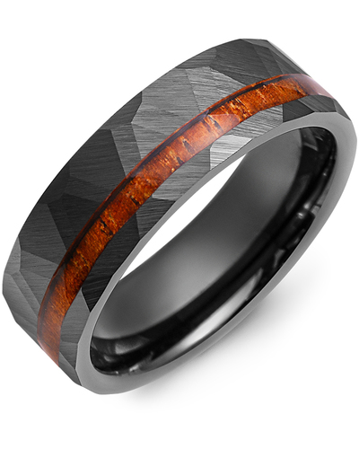 Men's & Women's Black Ceramic & Koa Wood Wedding Band from MADANI Rings. Wedding bands, fashion rings, promise rings, made of Tungsten, Ceramic, Cobalt, and Gold. View the collection at madanirings.com