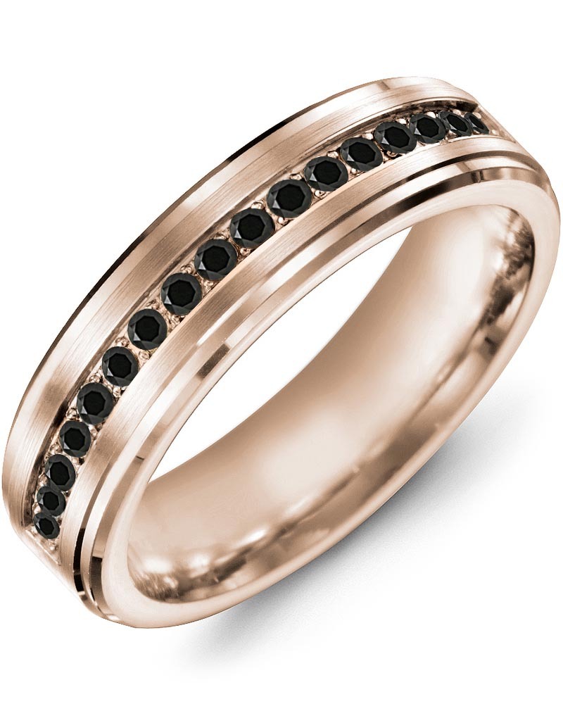 Men's & Women's Rose Gold + 17 Black Diamonds 0.34ct Wedding Band