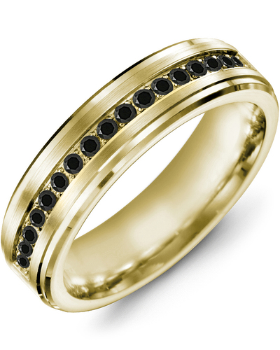 Men's & Women's Yellow Gold + 17 Black Diamonds 0.34ct Wedding Band