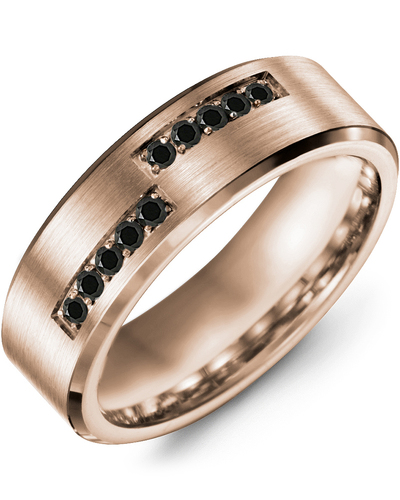 Men's & Women's Rose Gold + 10 Black Diamonds 0.20ct Wedding Band