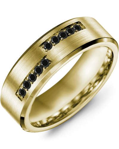 Men's & Women's Yellow Gold + 10 Black Diamonds 0.20ct Wedding Band