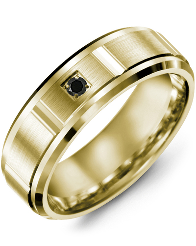 Men's & Women's Yellow Gold + 1 Black Diamond 0.05ct Wedding Band
